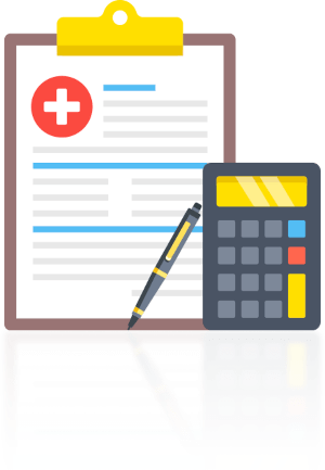 Clipboard pen and calculator icon