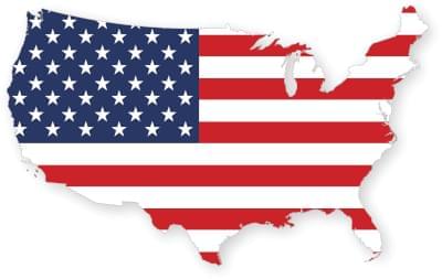 US map with US flag background